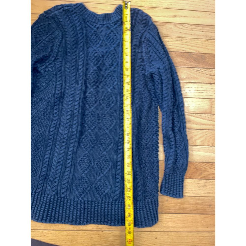 LL Bean Women's Signature Cotton Fisherman Sweater, V-Neck Tunic Navy Blue Med - Picture 4 of 4